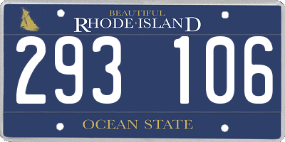 RI license plate 293106