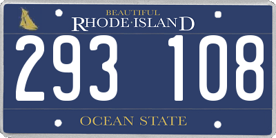 RI license plate 293108