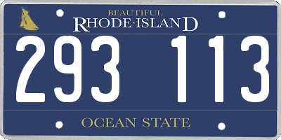RI license plate 293113