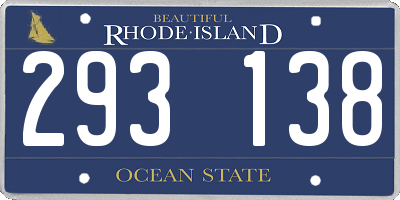 RI license plate 293138