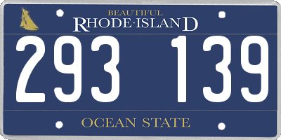 RI license plate 293139