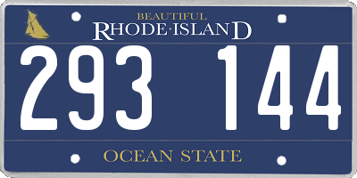 RI license plate 293144