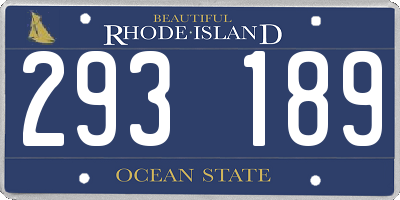 RI license plate 293189