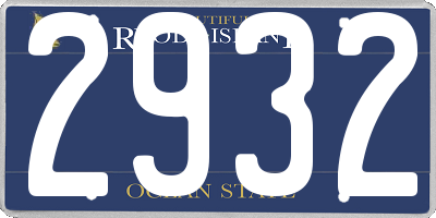 RI license plate 2932