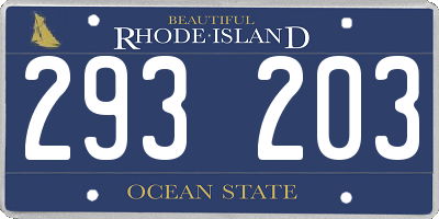 RI license plate 293203