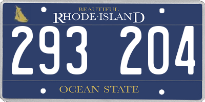 RI license plate 293204