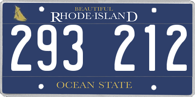RI license plate 293212