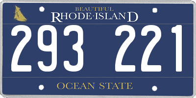 RI license plate 293221