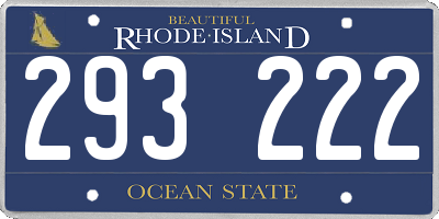 RI license plate 293222