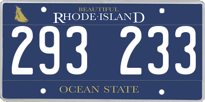 RI license plate 293233