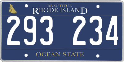 RI license plate 293234