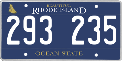 RI license plate 293235
