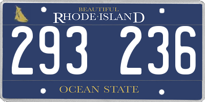 RI license plate 293236