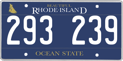 RI license plate 293239