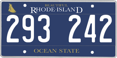 RI license plate 293242