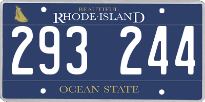 RI license plate 293244