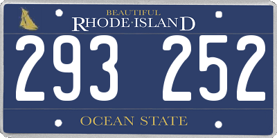 RI license plate 293252