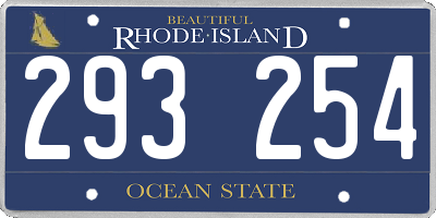RI license plate 293254