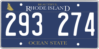RI license plate 293274