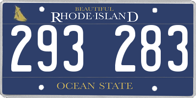 RI license plate 293283