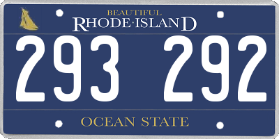 RI license plate 293292