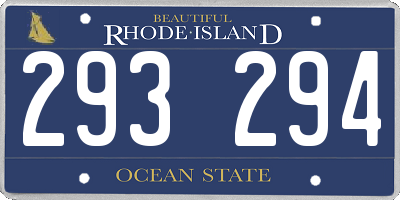 RI license plate 293294