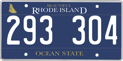 RI license plate 293304