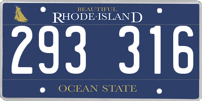 RI license plate 293316