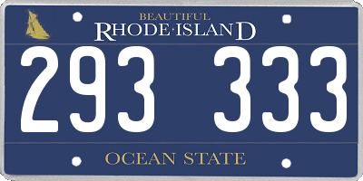 RI license plate 293333