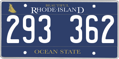 RI license plate 293362