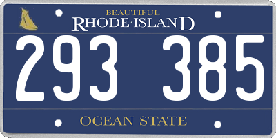 RI license plate 293385
