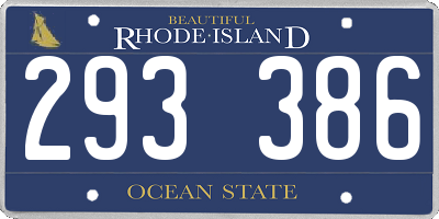 RI license plate 293386