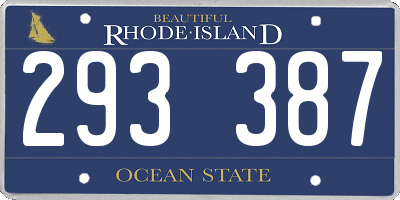 RI license plate 293387