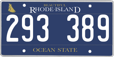 RI license plate 293389