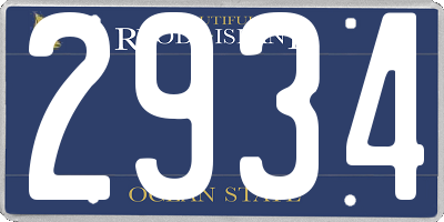 RI license plate 2934