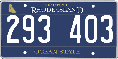 RI license plate 293403