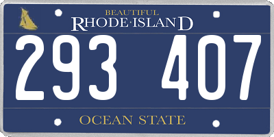 RI license plate 293407