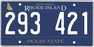 RI license plate 293421