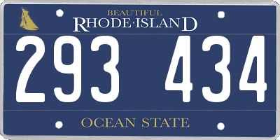RI license plate 293434