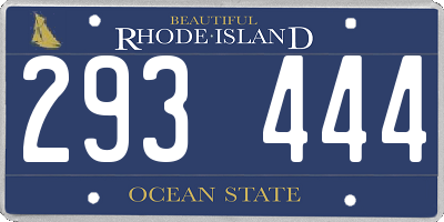 RI license plate 293444