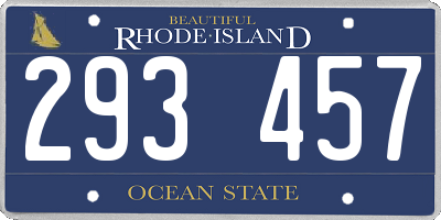 RI license plate 293457