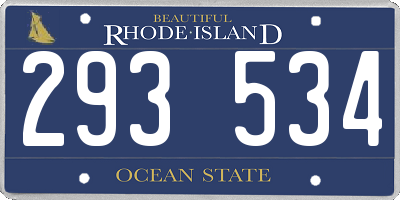 RI license plate 293534