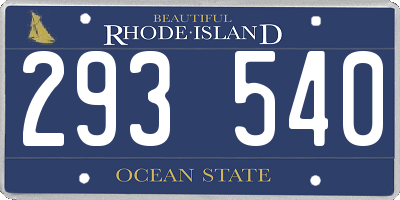 RI license plate 293540