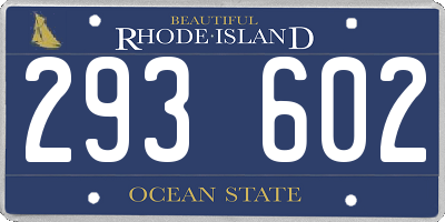 RI license plate 293602