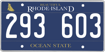 RI license plate 293603