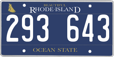 RI license plate 293643