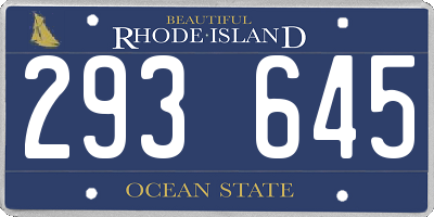 RI license plate 293645