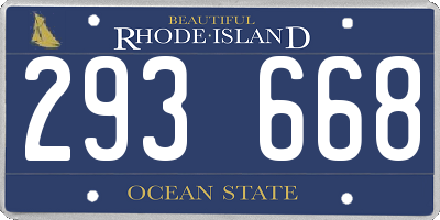 RI license plate 293668