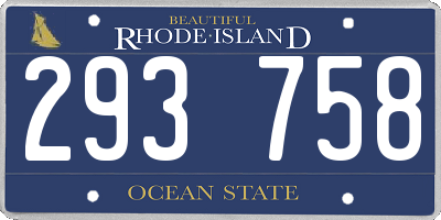 RI license plate 293758
