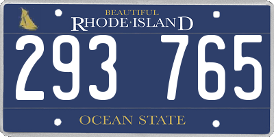 RI license plate 293765